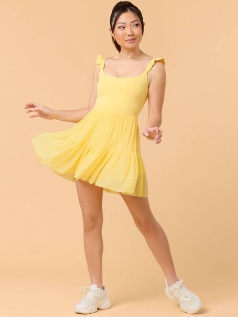 NWT Blogilates x Target Mommy & Me Yellow Floral Skort Dress Built-In Shorts
